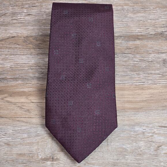 Gucci Tie Necktie Silk Modern G Maroon Burgandy Men's Made in Italy - Picture 1 of 10